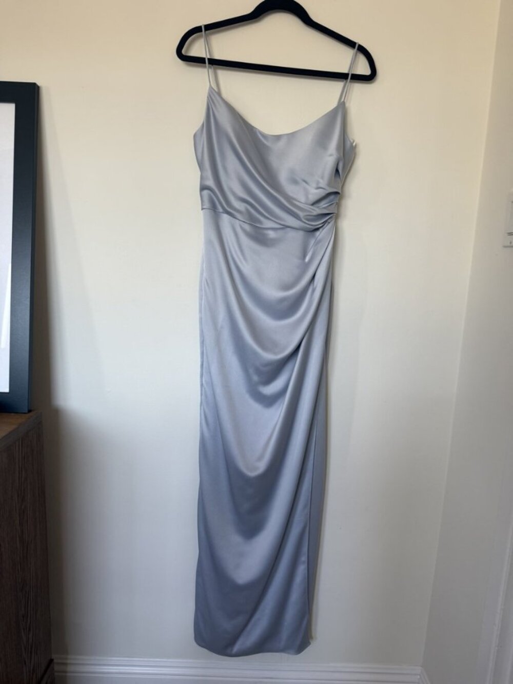Jenny Yoo Spaghetti Strap Ruched Maxi Gown Pale Blue Size 10
